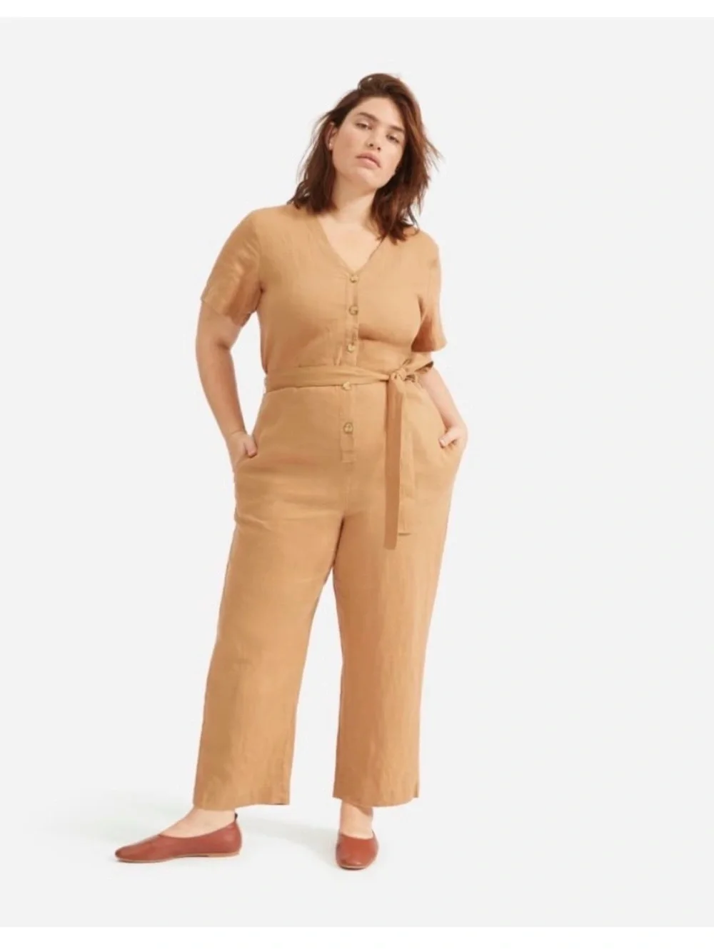 Everlane The Linen Short-Sleeve Jumpsuit